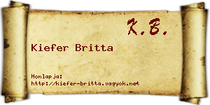 Kiefer Britta névjegykártya